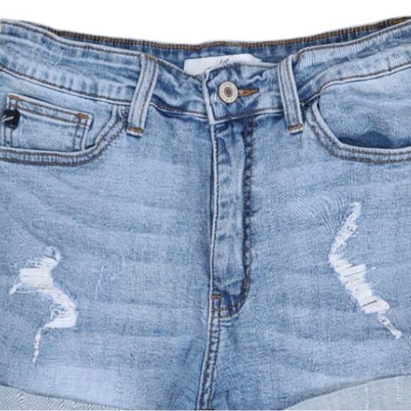 KanCan Distressed Cuffed Hem Jean Shorts Stretch Size W9 28 Blue Casual Denim - Picture 3 of 7